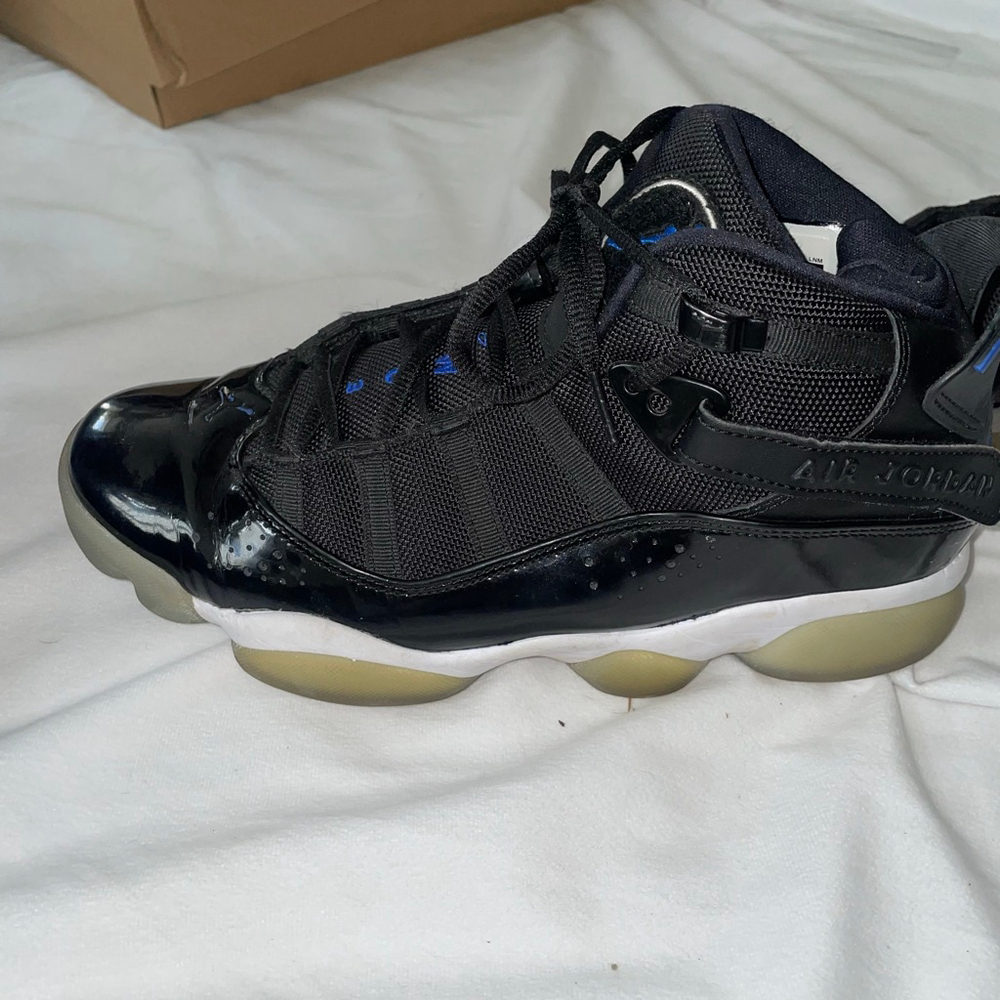Men's Jordan 6 Rings 'Space Jam' Black Blue Shoes Size 8 Patent Leather - Picture 8 of 11